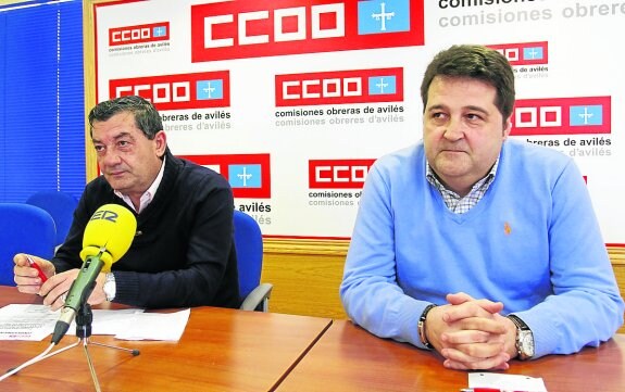 José María Guzmán Pacios y José Manuel Rodríguez Baltar en la rueda de prensa de ayer. 