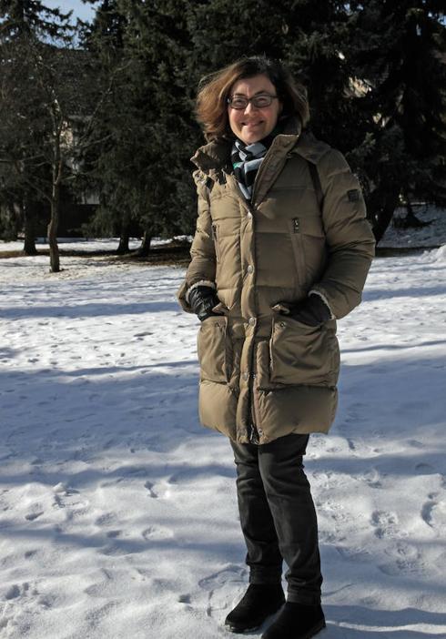 Carmen Antuña, entre la nieve de Helsinki.