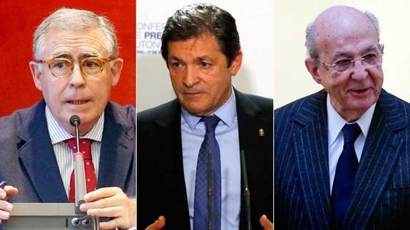 De izquierda a derecha, Ignacio Vidau, presidente del TSJA; Javier Fernández y Plácido Arango. 