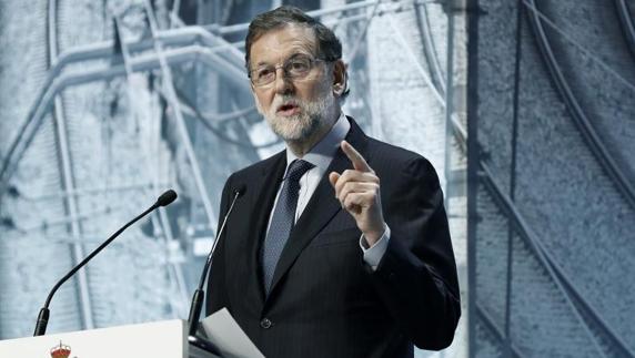 Mariano Rajoy, este martes, durante la presentación de las inversiones en Cataluña. 