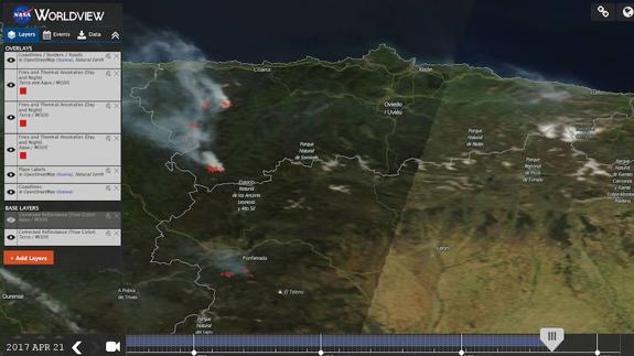 Los incendios de Asturias, desde el espacio