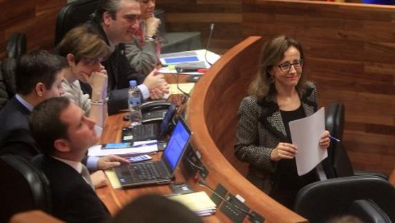 Belén Fernández, el jueves, en la Junta General del Principado. Ayer no asistió a la sesión del Pleno en la que fue reprobada. 