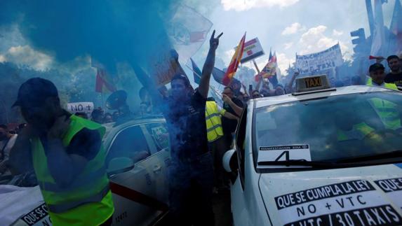 Manifestación de los taxistas en Madrid. 