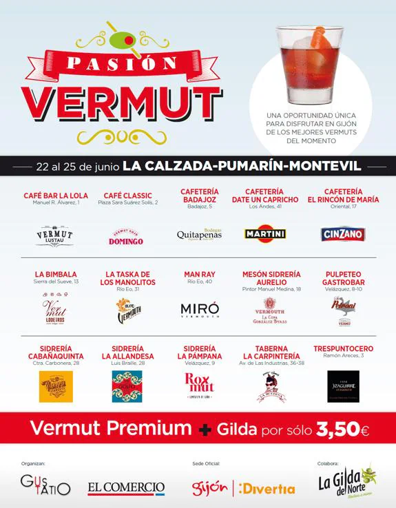 "Pasión Vermut", del 22 al 25 de junio en La Calzada, Pumarín y Montevil