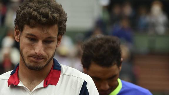 Pablo Carreño al retirarse en Roland Garros.