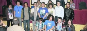 Los premiados en la Olimpiada Informática, ayer, durante la ceremonia de entrega. ::
LUIS SEVILLA