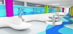 Pediatría. Sala de espera infantil del nuevo Hospital Universitario Central de Asturias.