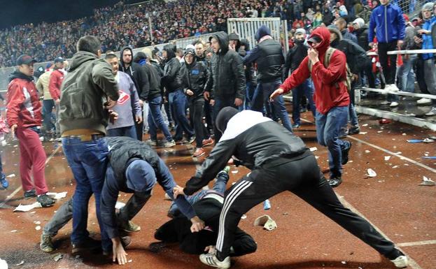 Imagen de los incidentes en el partido contra el Shinnik.