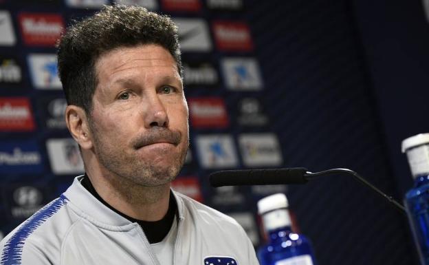 Diego Simeone, en su comparecencia de hoy en Madrid. 