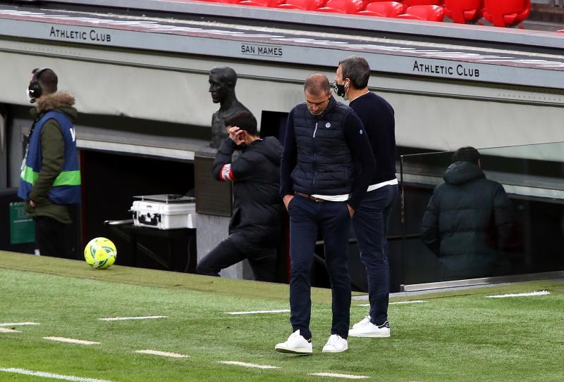 Garitano, en su último partido al frente del Athletic, que ganó 1-0 al Elche en San Mamés. 