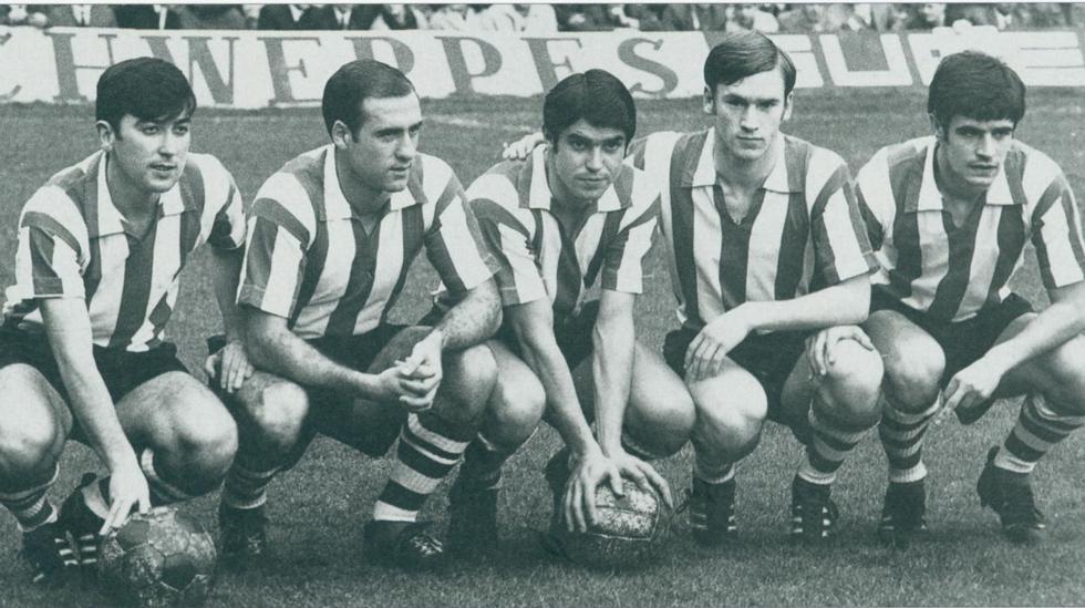 Estéfano, Uriarte, Arieta, Clemente y Rojo, en la temporada 69/70.