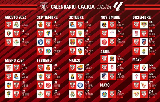 Calendario Completo De Liga Del Athletic Para La Temporada 2023 2024