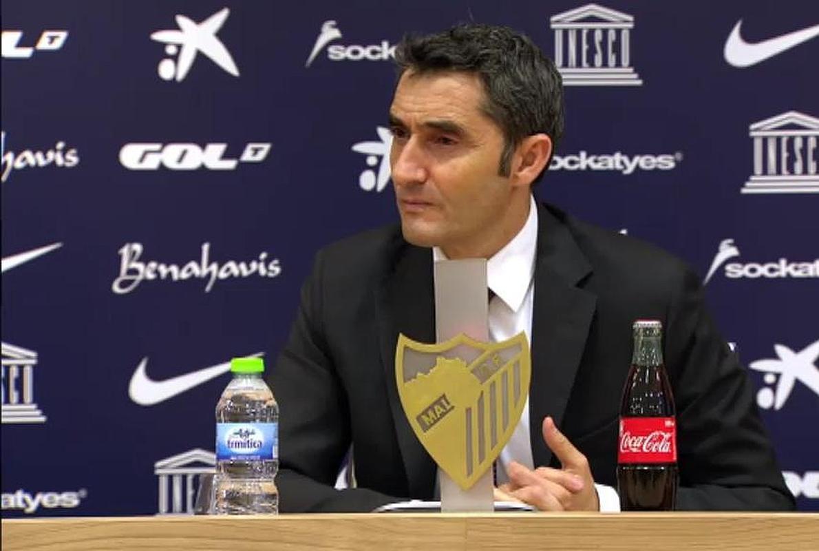 Valverde, en la sala de prensa de La Rosaleda.