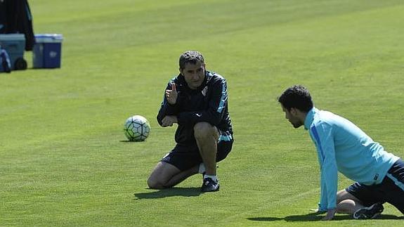 Valverde, en un momento del entrenamiento.