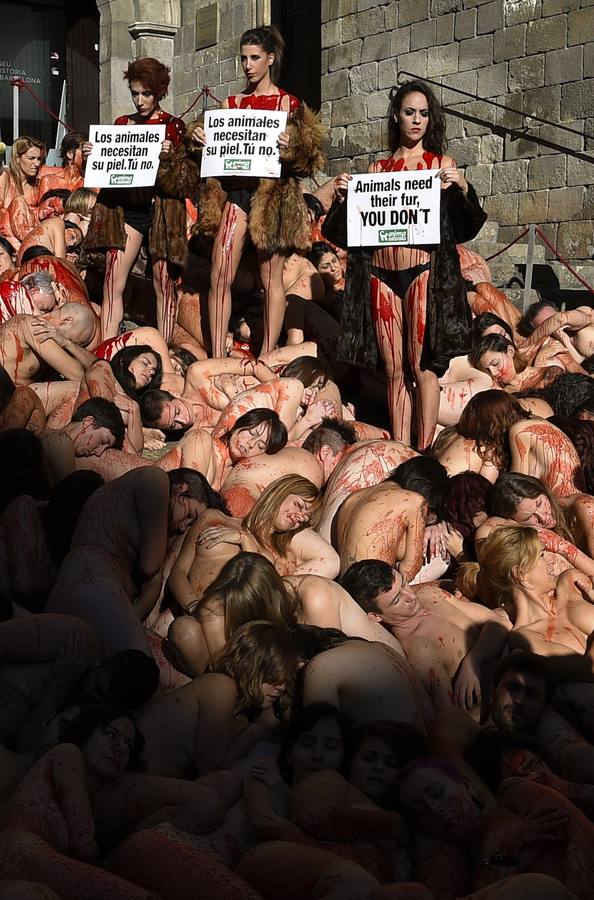 Desnudos contra el uso de pieles de animales