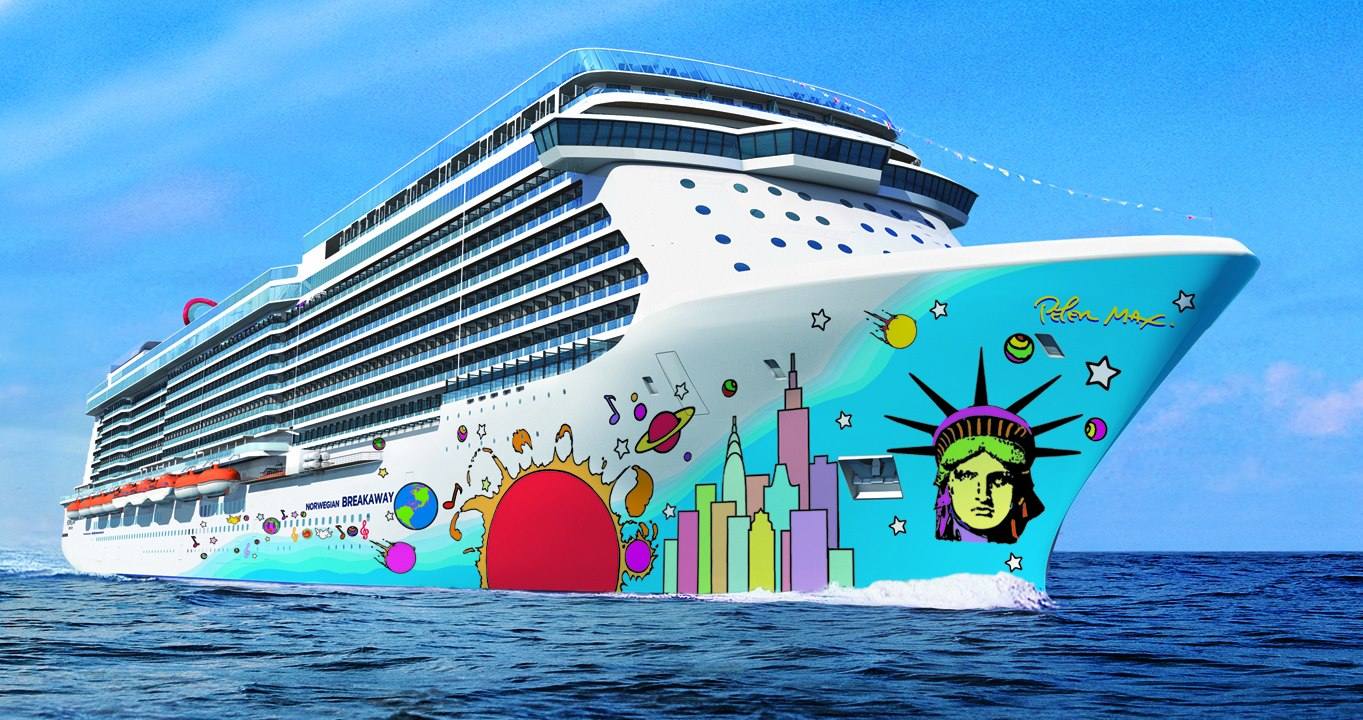 La Norwegian Cruise Line encargó al prestigioso artista estadounidense Peter Max pintar su barco ‘Norwegian Breakaway’ con psicodélicos motivos de Nueva York y el cosmos.