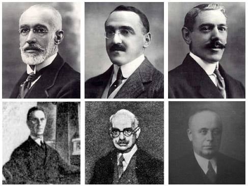 De izquierda a derecha y de arriba a abajo, González Echarte, Miguel Otamendi, Carlos Mendoza, Enrique Ocharan, Venancio Echeverria y Domingo Hormaeche.