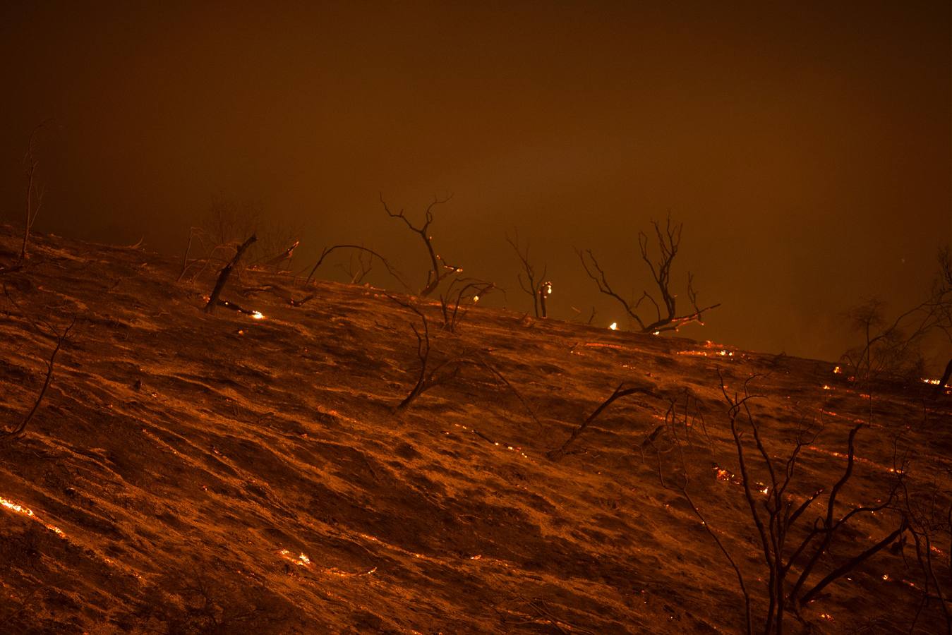 Un impresionante incendio en Santa Bárbara pone en alerta a  Los Ángeles y Orange