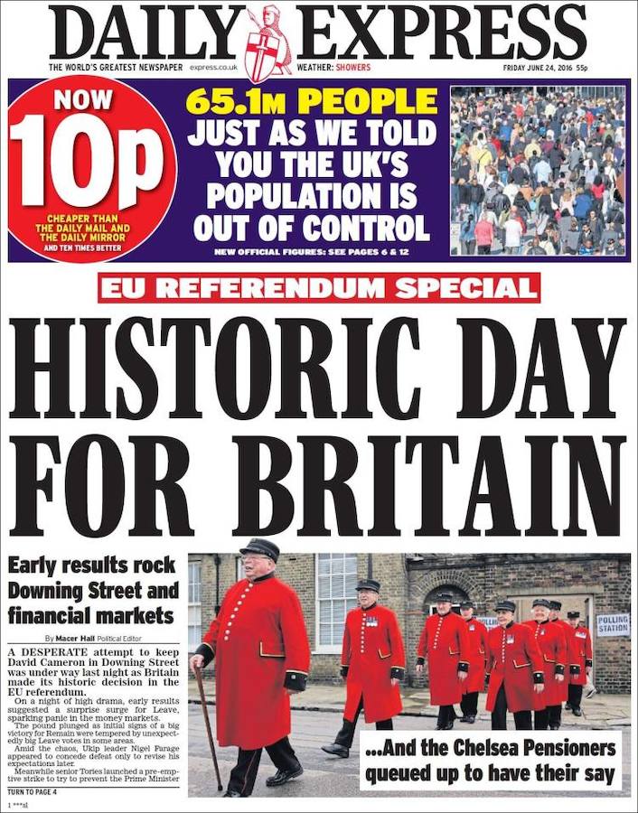 Así ve la prensa británica la salida de Reino Unido de la UE