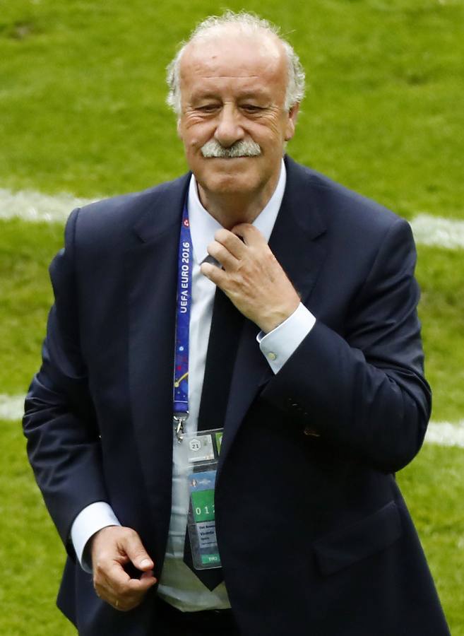 Vicente del Bosque, en el último partido de España en la Eurocopa 2016. España perdió ante Italia 1-0 en octavos de final el 27 de junio de 2016.