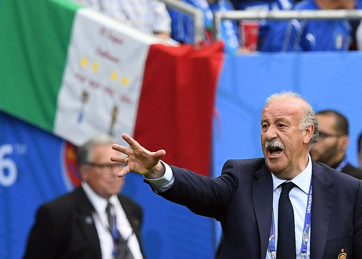 Vicente del Bosque, en el último partido de España en la Eurocopa 2016. España perdió ante Italia 1-0 en octavos de final el 27 de junio de 2016.