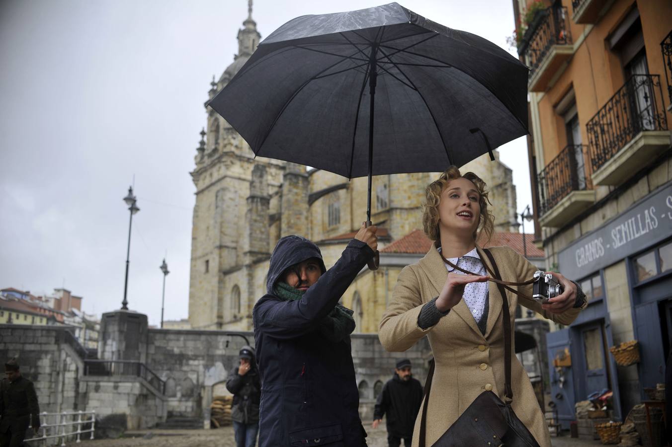 Ingrid Garcia Jonsson durante el rodaje de 'Gernika' en Atxuri. 