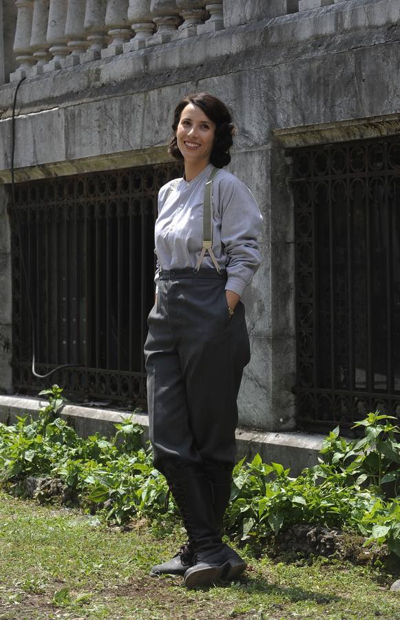 Bárbara Goenaga durante el rodaje de 'Gernika' en el palacio Munoa de Barakaldo. 