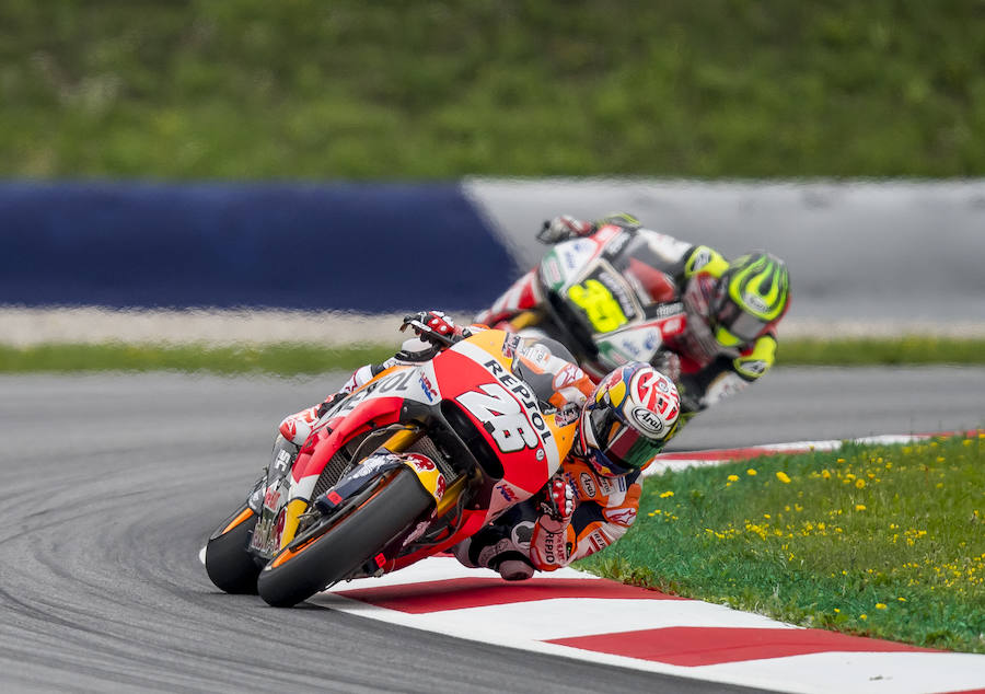 El español Dani Pedrosa (Repsol Honda RC 213 V) firmó el tercer mejor tiempo de la primera jornada de entrenamientos del Gran Premio de Austria de MotoGP.