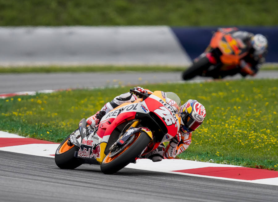 El español Dani Pedrosa (Repsol Honda RC 213 V) firmó el tercer mejor tiempo de la primera jornada de entrenamientos del Gran Premio de Austria de MotoGP.