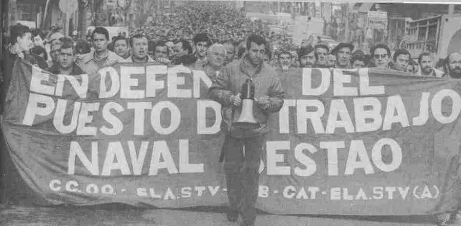 Manifestación convocada por los trabajadores en el año 1983.