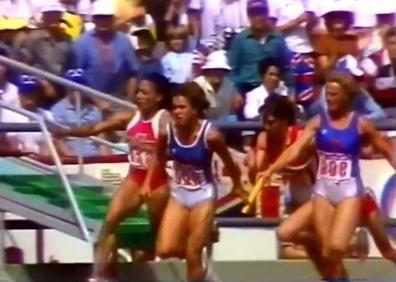Imagen secundaria 1 - Stefka Kostadinova (altura femenino en 1987), el equipo 4x100 femenino de la URSS (1988) y Jarmila Kratochvilova (800m. femenino en 1983).