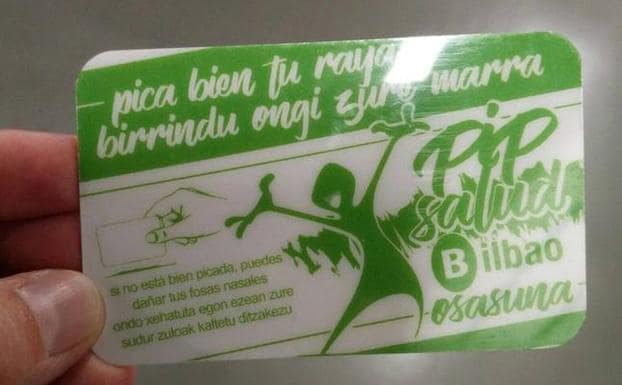 La tarjeta recomienda picar bien la cocaína o el 'speed' para no dañar las fosas nasales. 