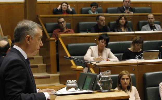 Urkullu, durante su intervención en el pleno.