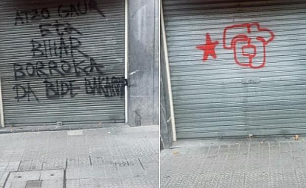 Pintadas aparecidas en la sede del PSE.