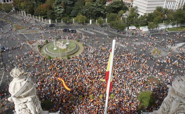 Manifestación convocada alrededor de la Plaza de Cibeles.