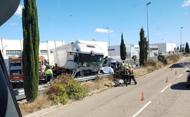 Imagen del accidente mortal ocurrido en Calahorra. 