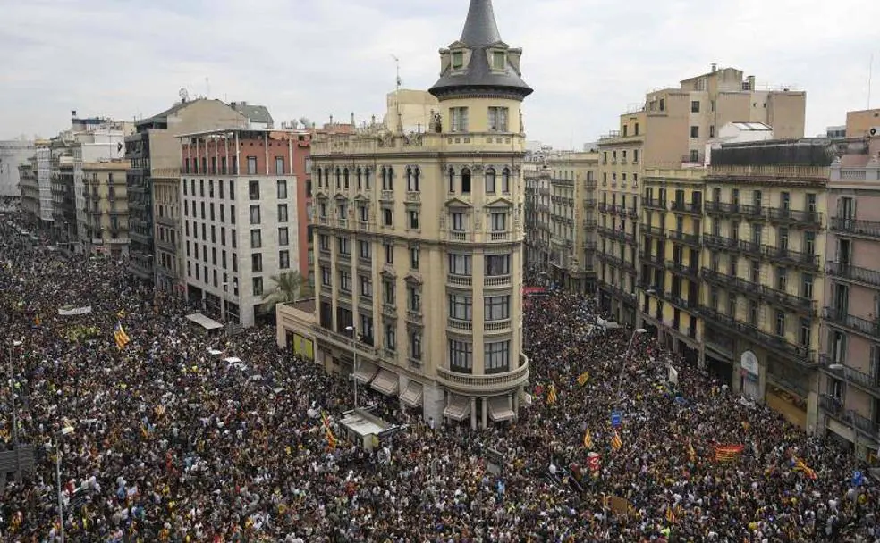 Manifestantes en Barcelona.