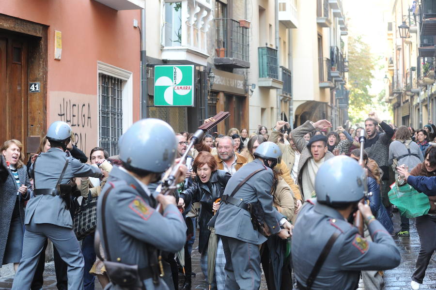 Rodaje de las secuencias más multitudinarias de ‘Vitoria, 3 de marzo’