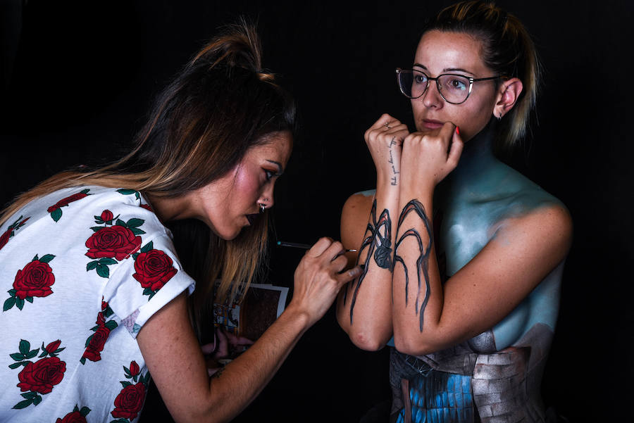 La artista Lorena Ramón dedicó siete horas a crear el Guggenheim en el cuerpo de Lierni Osa