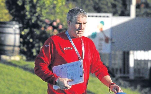 Lambea, antes de un entrenamiento en Sarriena. 