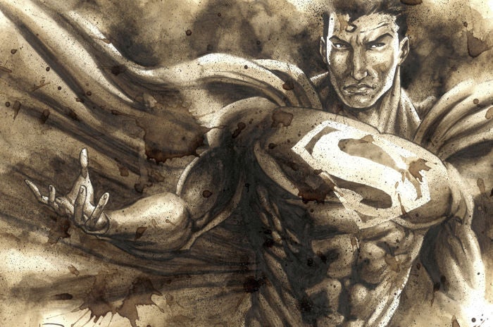 Un artista madrileño subasta sus particulares ilustraciones del personajes del cómic y las pantallas con el grano de la planta