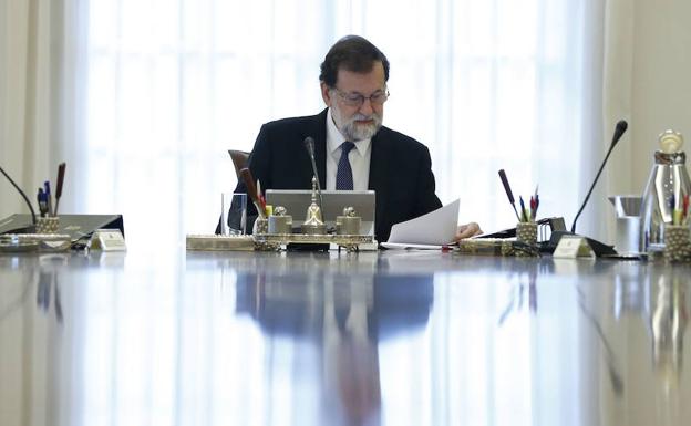 El presidente Mariano Rajoy, durante una reunión del Consejo de Gobierno.