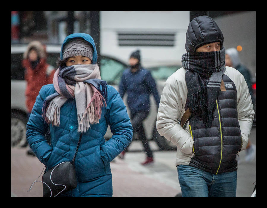 Hay miles de vuelos cancelados, las escuelas permanecen cerradas y el Senado ha suspendido sus votaciones para el resto de la semana. Además 12 personas han perdido la vida a causa de frio.