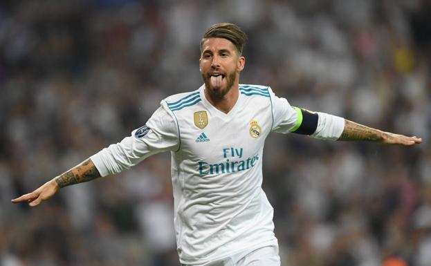 Sergio Ramos celebra un gol. 