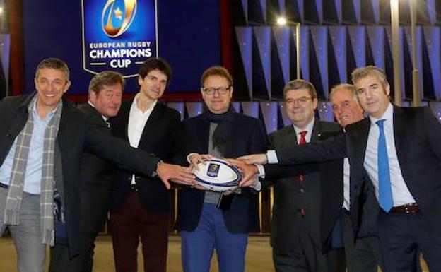 Los dirigentes europeos de rugby visitan San Mamés a cien días de las finales