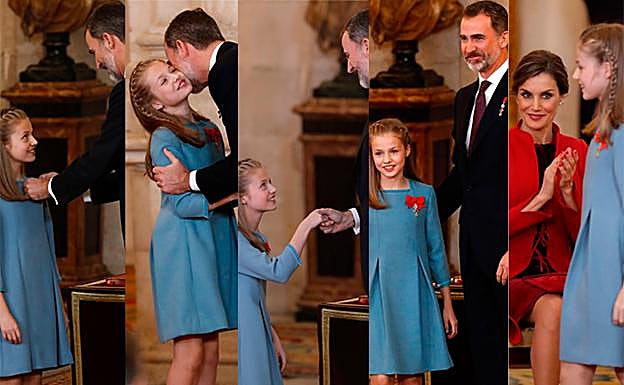Los Reyes y la princesa Leonor en el Palacio Real.