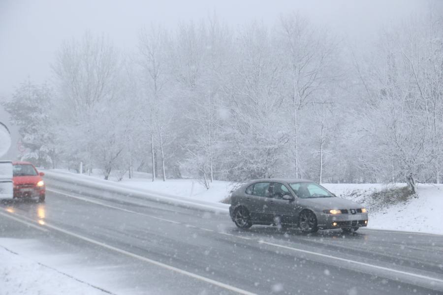 La nieve cubre de blanco el territorio alavés