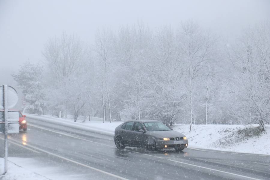 La nieve cubre de blanco el territorio alavés