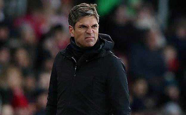 Pellegrino gesticula durante el encuentro de la Premier League entre el Southampton y el Liverpool, este domingo. 