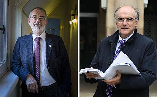 Iñaki Dorronsoro, presidente de Eusko Ikaskuntza, y Andres Urrutia, presidente de Euskaltzaindia.